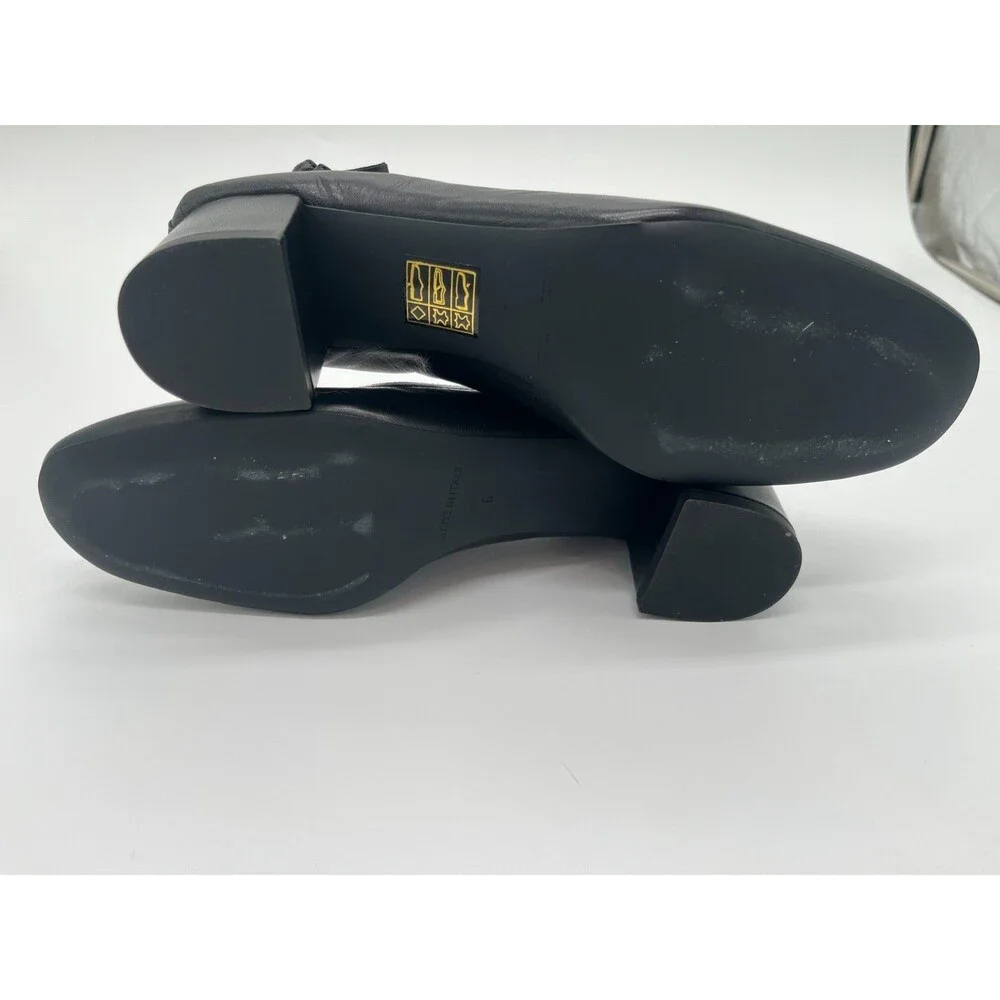 EVERLANE The Italian Day Heel Black Leather Pump Elastic Heel Size 6 In Box